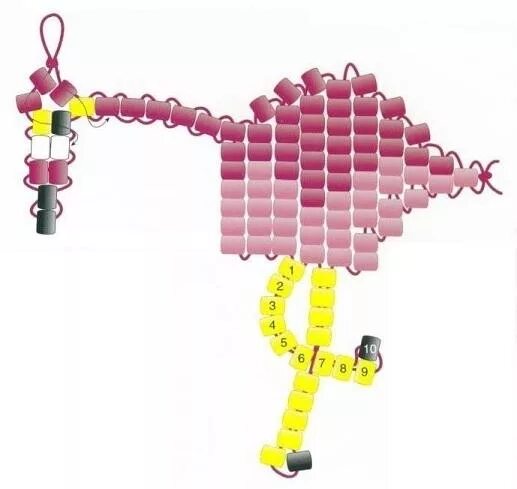 Легкий фламинго из бисера. Объемное плетение из бисера фламинго. Схема фламинго из бисера. Объемные игрушки параллельным плетением. Фламинго из бисера параллельное плетение.