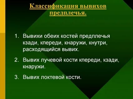Классификация вывихов