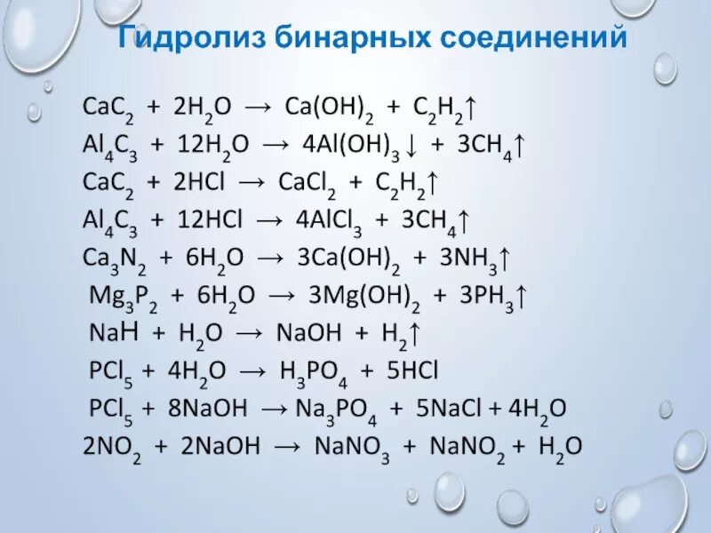 Hcl h20 реакция. CA cac2 c2h2. Гидролиз бинарных соединений. Гидролиз бинарных веществ. Гидролиз бинарных соединений неметаллов.