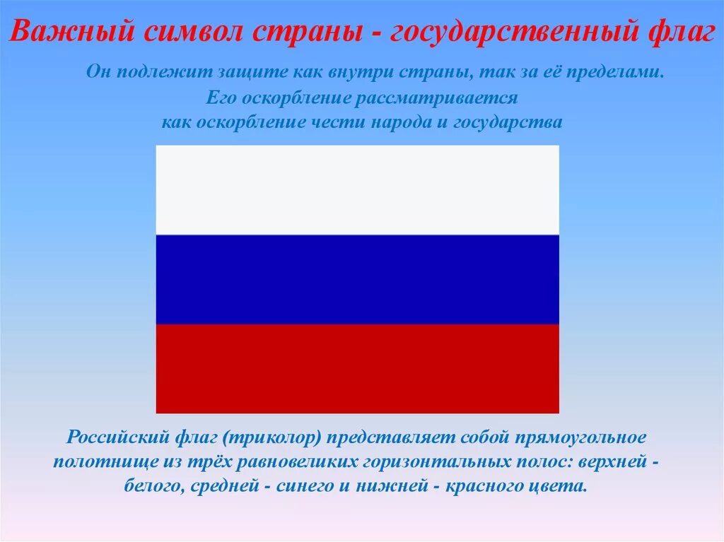 Какое значение имеет государственный флаг 4 класс. Государственный флаг Российской Федерации Тип 3.1. Триколор символ России.