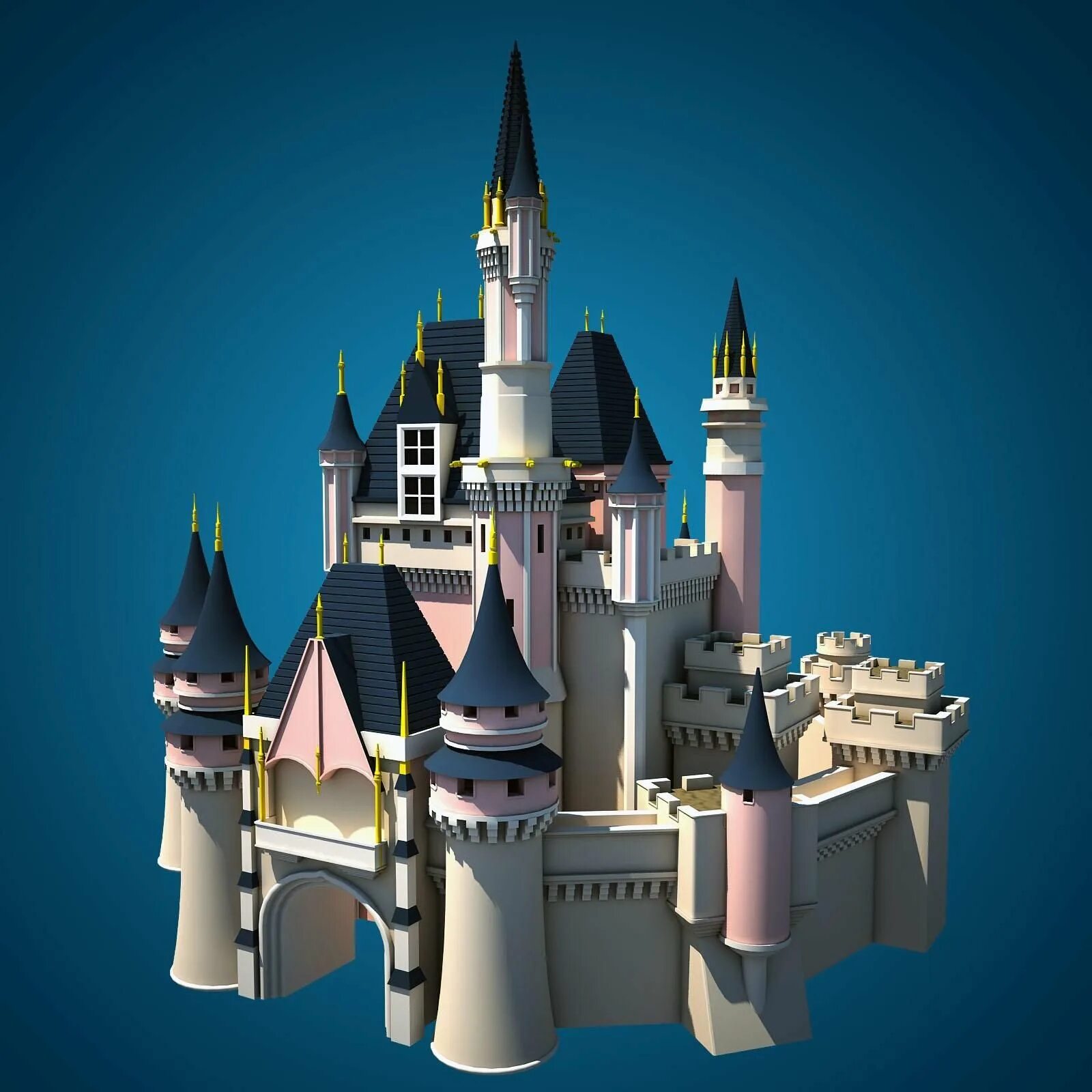 Три замка. 3d модель замка в 123designe. замок в 3d max. замок 3ds max. замок в 3d 3d max.
