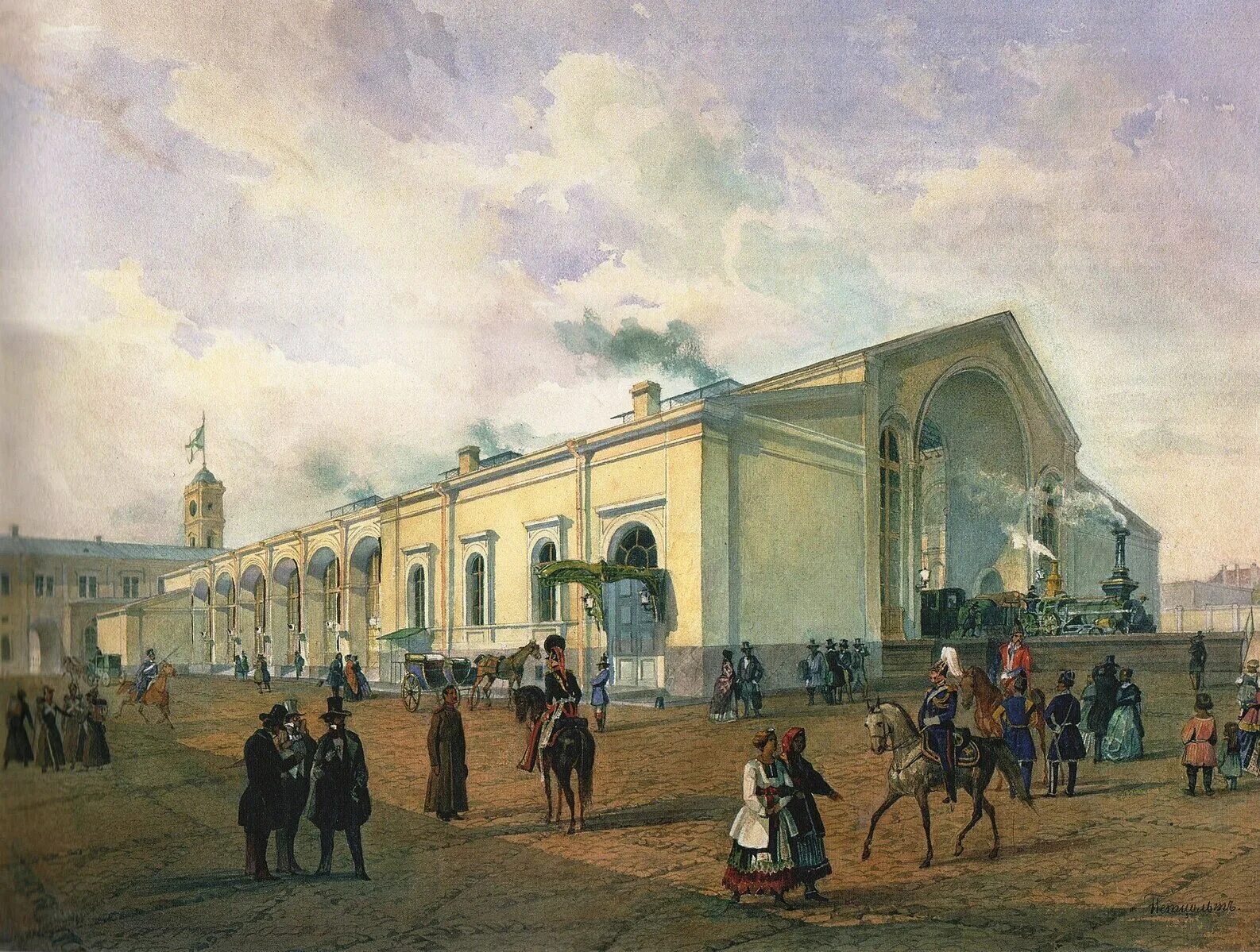 Николаевский вокзал в Петербурге 1851. Николаевский вокзал в Москве 1851. Николаевская железная дорога 1851 год.