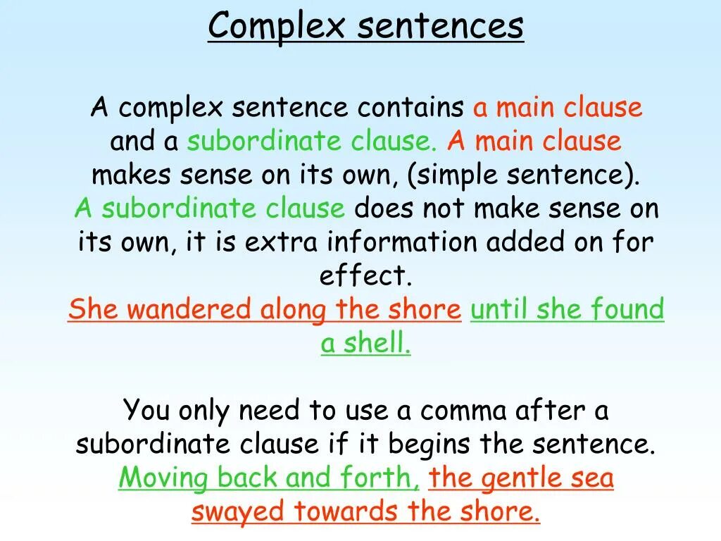 Complex sentence в английском языке. Types of Complex sentences. Subordinate Clauses в английском языке. Complex sentences Grammar.