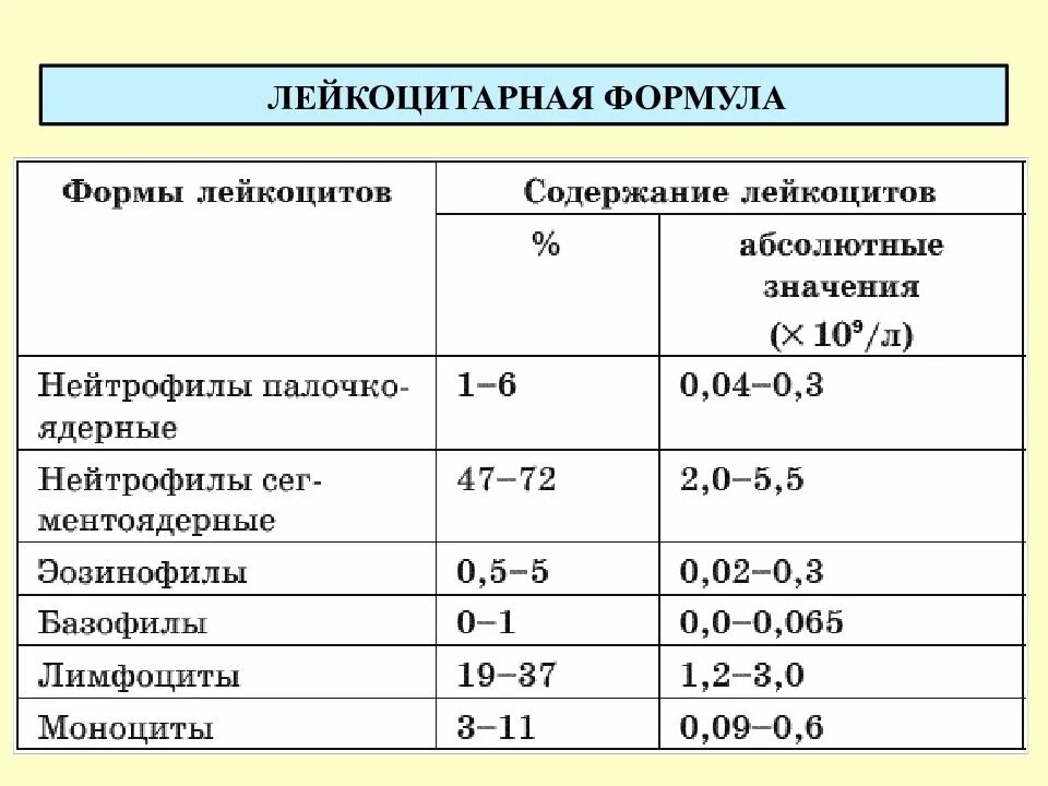 Лейкоциты что это значит у женщин. Нормальные показатели лейкоцитарной формулы. Показатели крови норма лейкоцитарная формула. Норма лейкоцитарная формула % соотношение. Нормы абсолютных значений лейкоцитарной формулы.