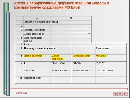 Создание формализованной модели