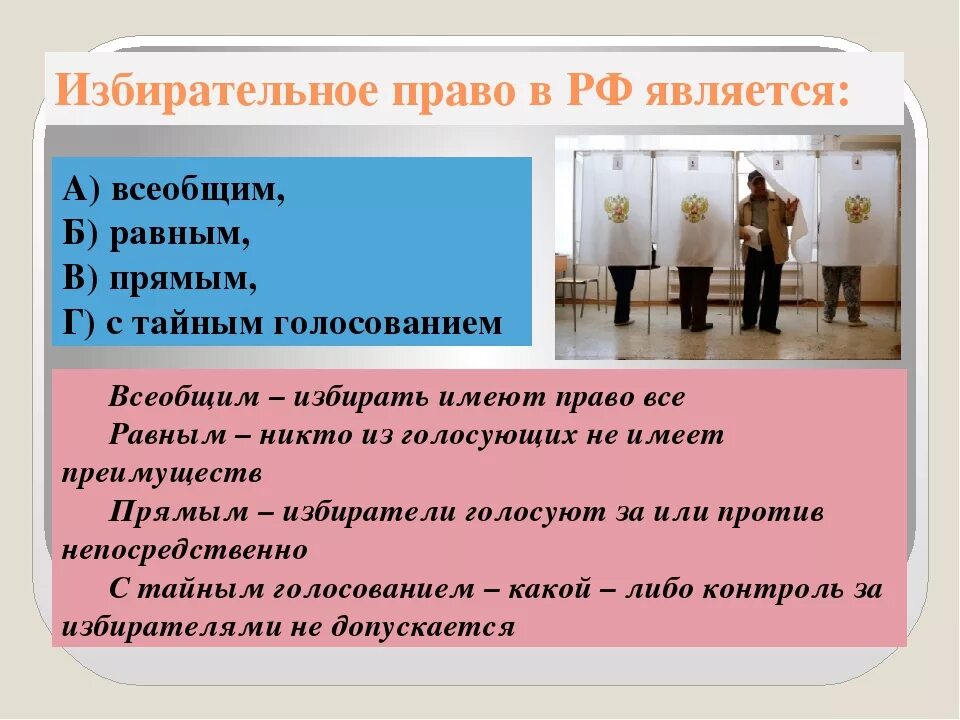 Принцип прямого равного тайного голосования. Избирательное право. Избирательное праправо. Избирательное право в РФ является.