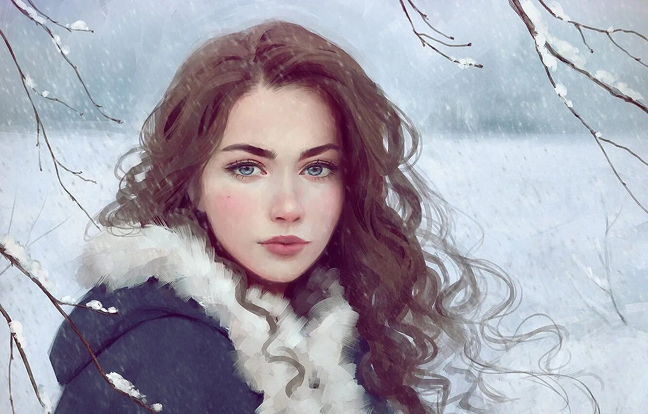 Рисунки зимних девушек. Селена регенер. Художник Selene Regener. Лианна Старк. Selene Regener арт.