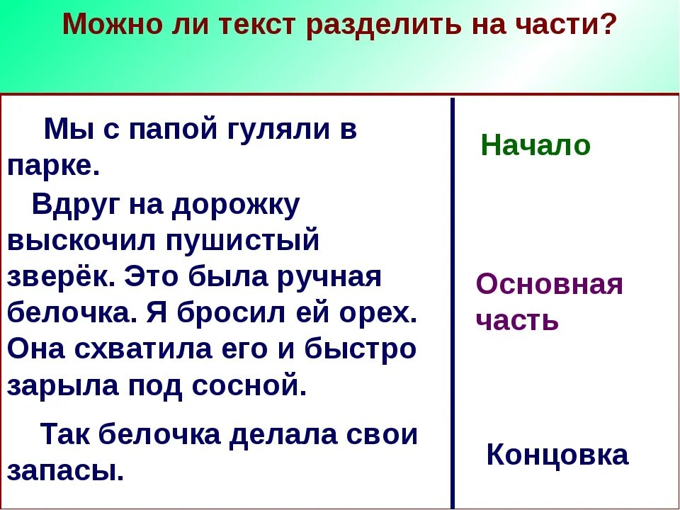 Составить текст из частей 3 класс