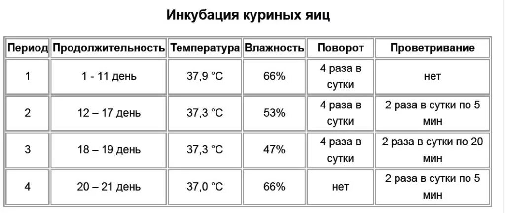 Сколько температура в инкубаторе для куриных яиц