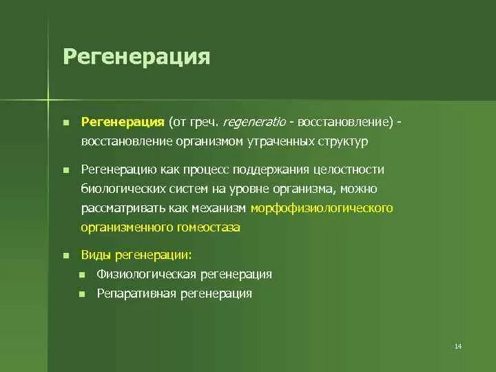 Определение понятия регенерация. Определение понятия регенерация