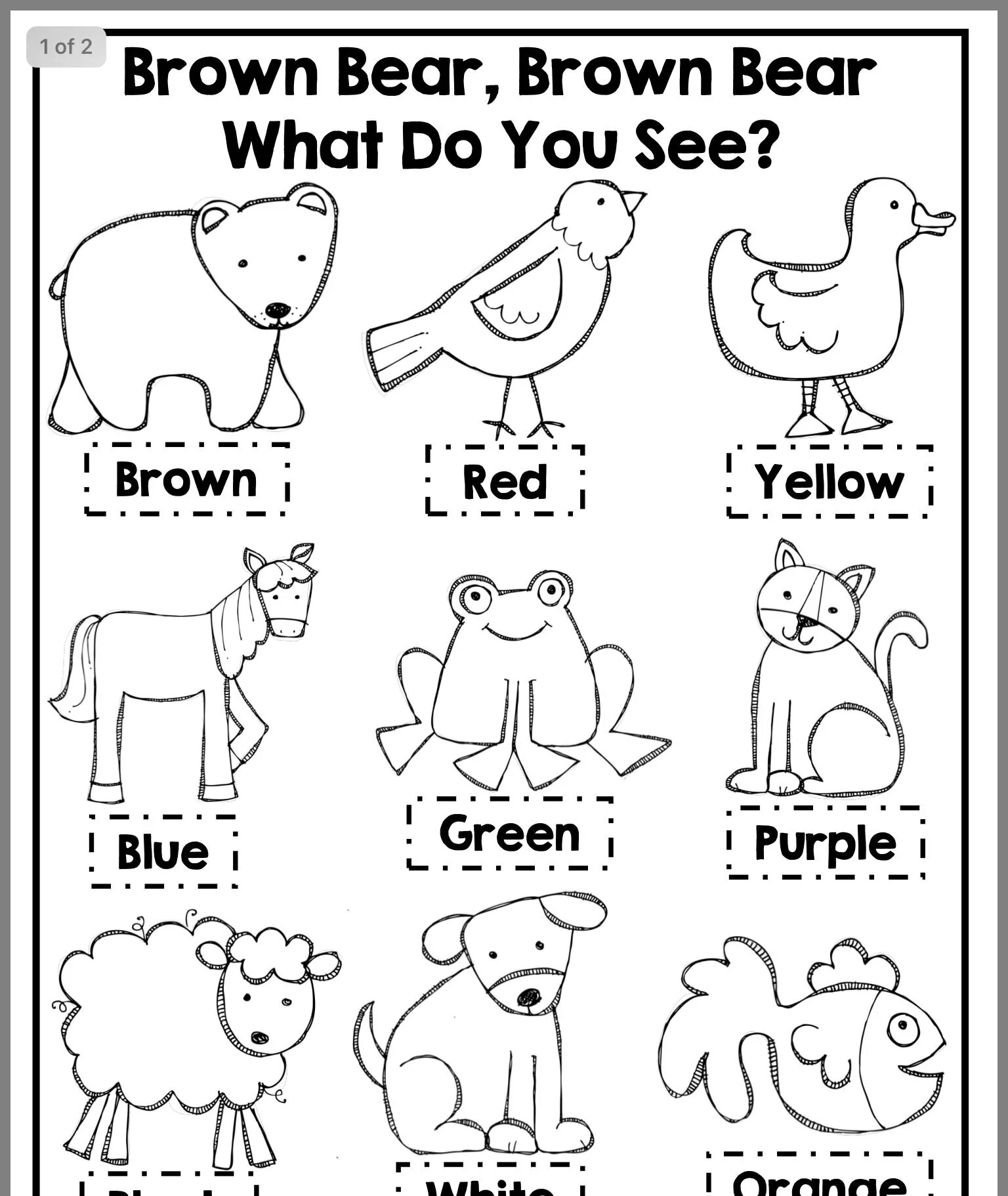 Brown Bear what do you see книга раскраска. Раскраска Brown Bear what do you see. Animals раскраска English Worksheet. Цвета на английском.