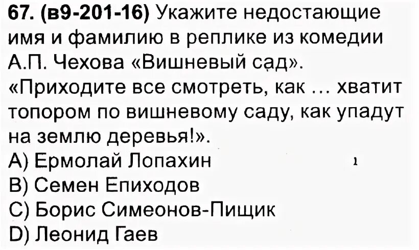 Тест по вишневому саду с ответами