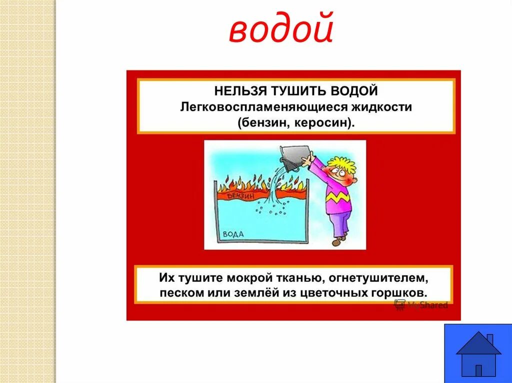 Что нельзя тушить водой. Что нельзяткшить водой. Что нельзя тушить землей. Запрещено тушить водой. Почему нельзя тушить горящий керосин водой физика