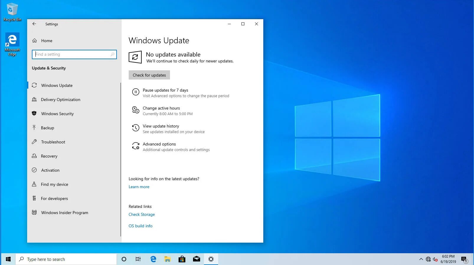 Updating settings