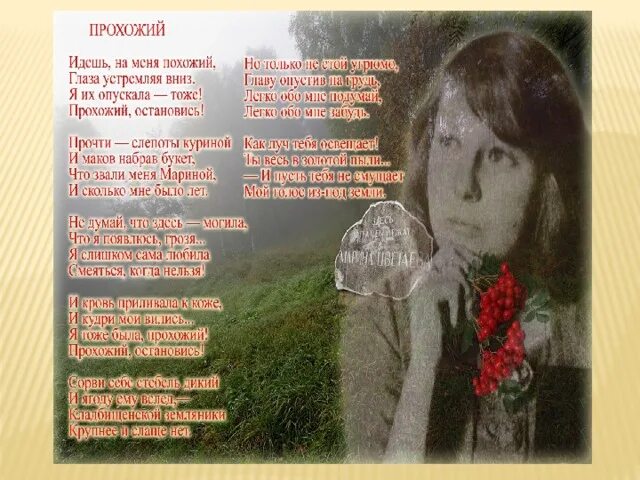Прохожий остановись. Стихотворение прохожий цветаева. прохожий стих. стих идешь на меня похожий.