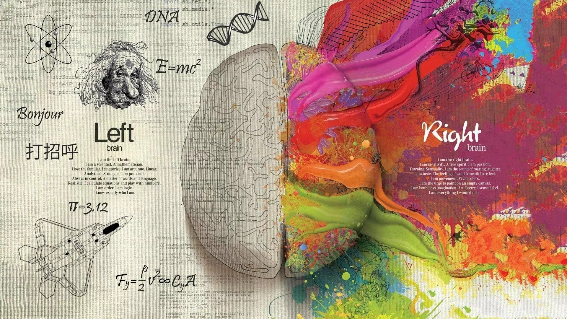 Imagination на русский. Левое и правое полушарие. Левое полушарие мозга. Правое и левое полушарие мозга арт. Творческий мозг.