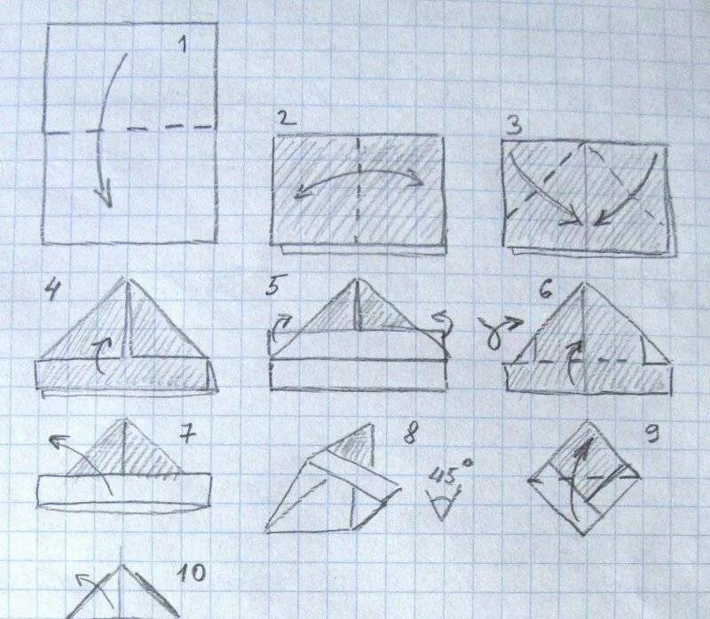 Шапка из бумаги а4 схема складывания Как сделать из газеты шапку, кепку с козырьком, пилотку и шляпу Головной убор и