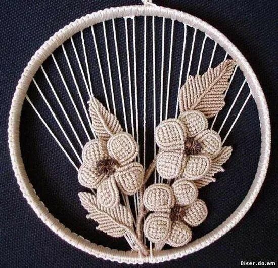 Цветы в технике макраме. Панно макраме. Плетеное панно. Панно из плетеных нитей. Панно в технике макраме.