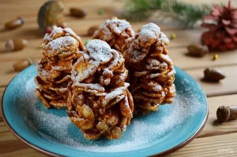 Десерт шишки без выпечки с кукурузными хлопьями