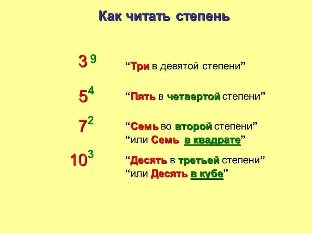 9 В девятой степени в девятой степени. Как читать степени. Пять в четвертой степени. Три в степени три в степени три.