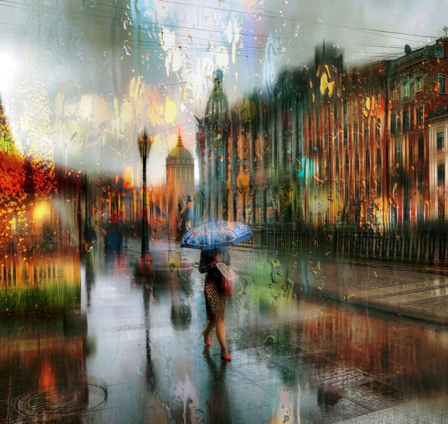 одиночество в городе. картины дождь в городе акрилом. вдохновение дождь. дождливый пейзаж. город в тумане.