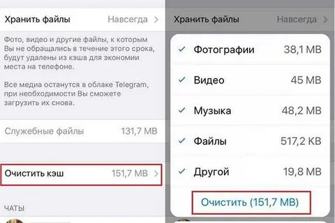 Как очистить кэш телеграм на айфоне