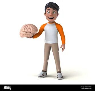 Fun 3D cartoon Asian teenager Stock Photo. 