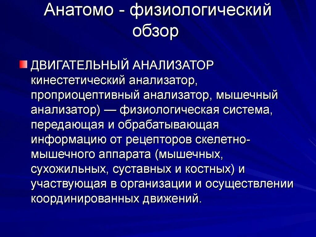 Анатомо физиологический аппарат предназначенный для приема. Двигательный анализатор строение и функции. Двигательный анализатор физиология. Кинестетический анализатор функции. Двигательный кинестетический анализатор.