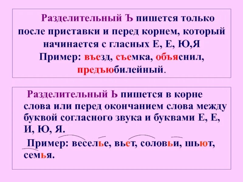 Слово приставка ъ корень. Разделительный ь. Правописание разделительного ь. Правописание разделительных ъ и ь. Правописание твердого и мягкого знака после приставок.