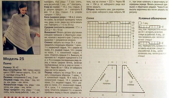 Вязаные пончо с рукавами - еще не свитер, но уже и не накидка- модели с выкройка