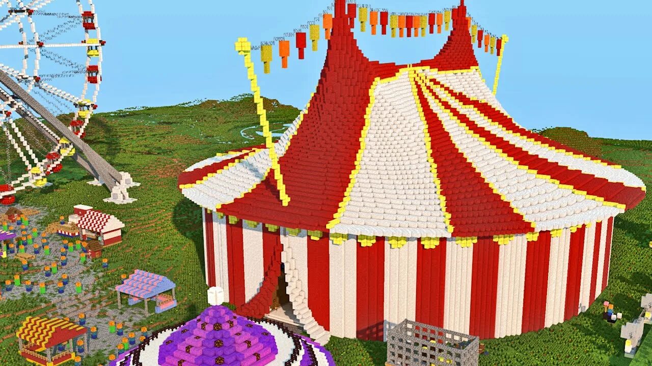 Мод на minecraft цифровой цирк. Цирк шапито майнкрафт. шатер цирка в майнкрафт. цирк в майнкрафте постройка. купол цирка в майнкрафт.