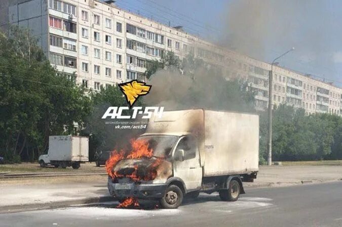 на ходу загорелась газель