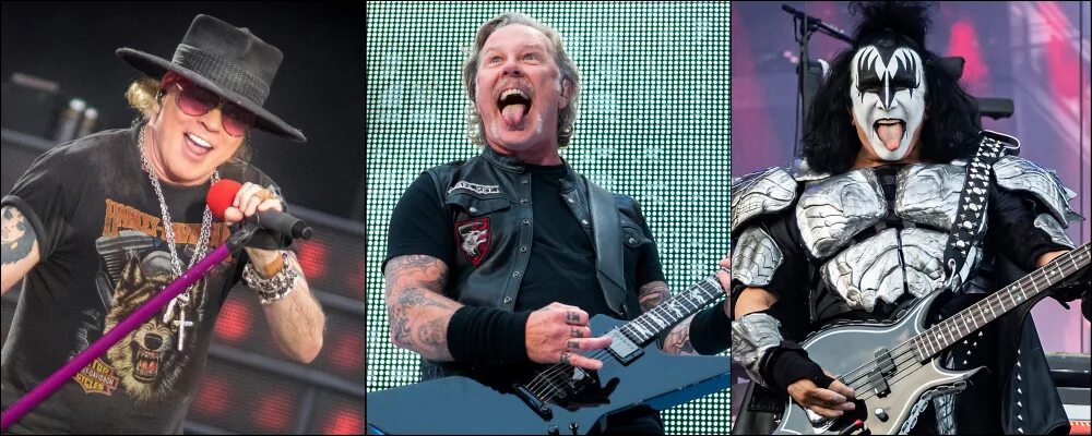 Рок версия металлика. Группа Kiss и Metallica. Metallica and Kiss. Metallica and Guns n Roses. Концерт Metallica 2020.