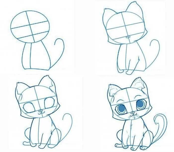 Поэтапное рисование кота. Лёгкие рисунки. Котенок для рисования. Пошаговое рисование кота. Как красиво рисовать котиков