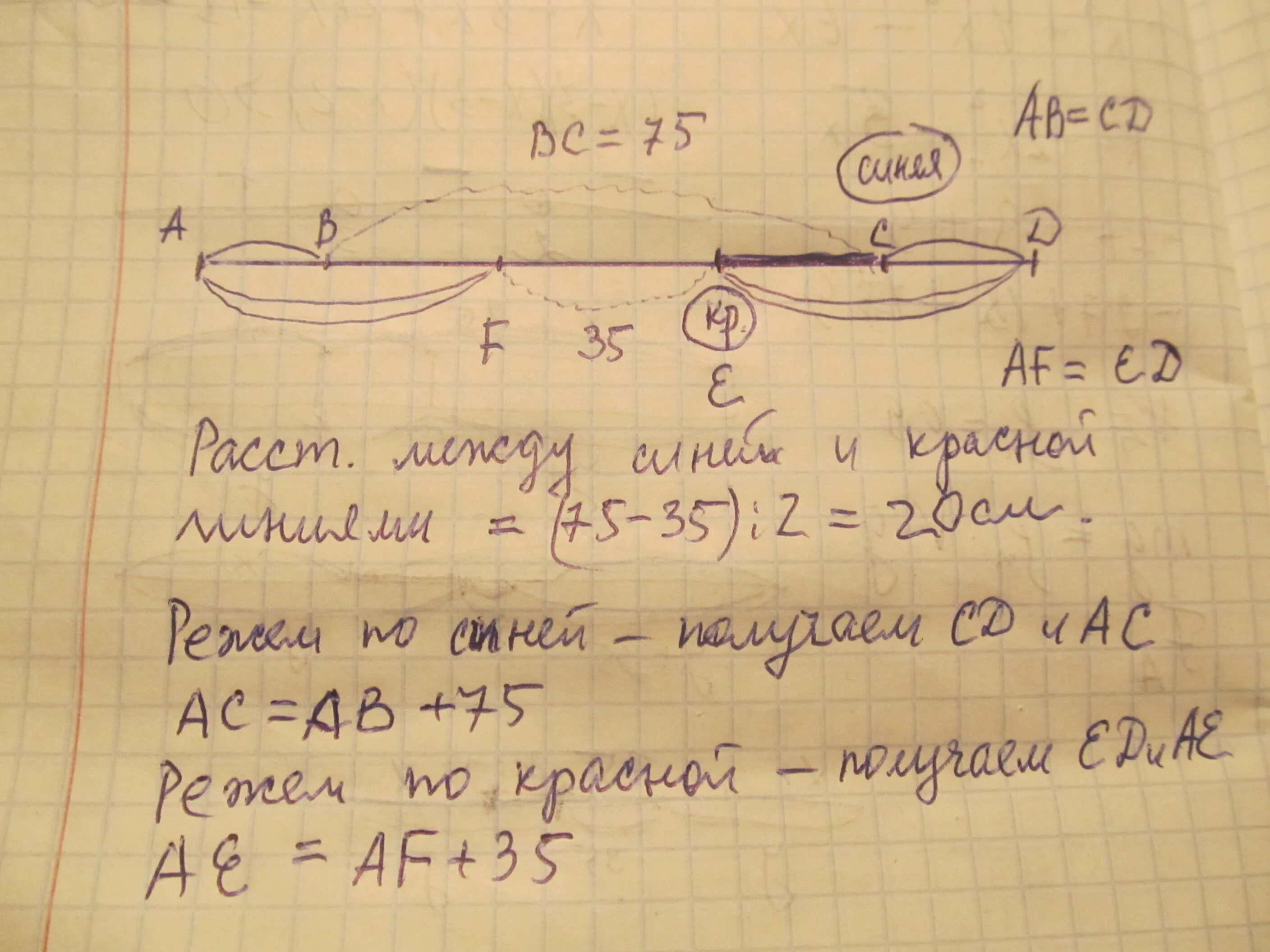 На ленте по разные стороны 5 15