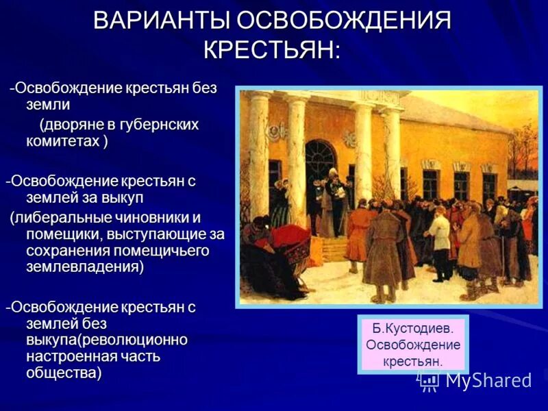 Дата освобождения крестьян. Дворянские проекты освобождения крестьян.. Освобождение крестьян.