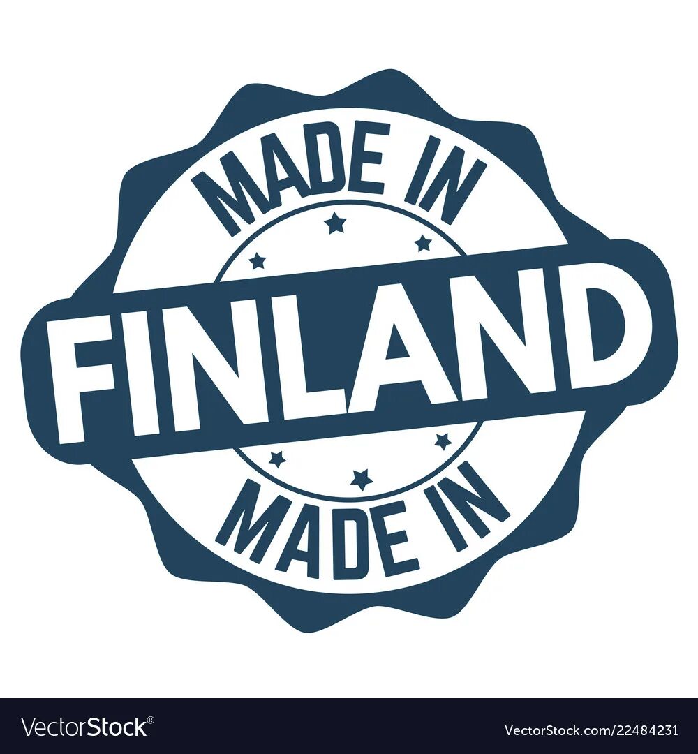 Сделано в финляндии. Значок made in finland. печать финляндии. изготовлено в финляндии.