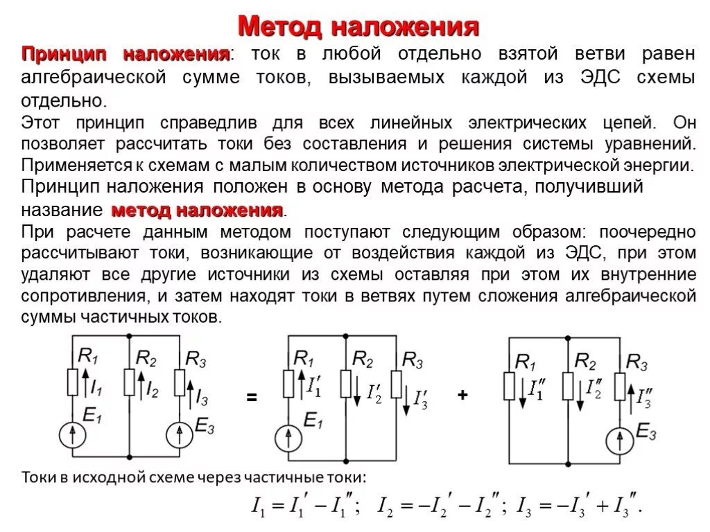 Алгоритм расчета электрической цепи методом наложения. Сложные цепи постоянного тока метод наложения. Расчет сложной цепи постоянного тока методом наложения. Рассчитать электрическую цепь методом наложения токов.