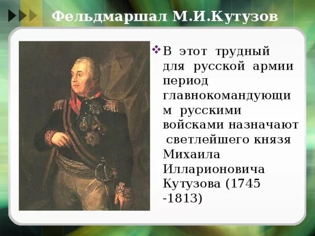 Фельдмаршал м. и. Кутузов. Факты о Михаиле Кутузове.