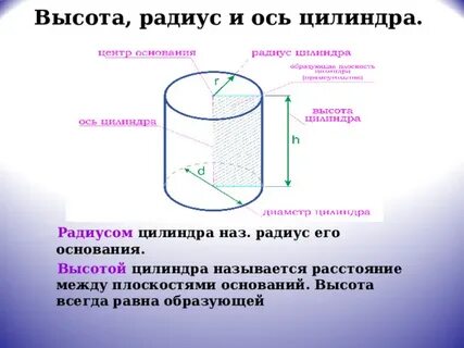 Основание высота цилиндра это