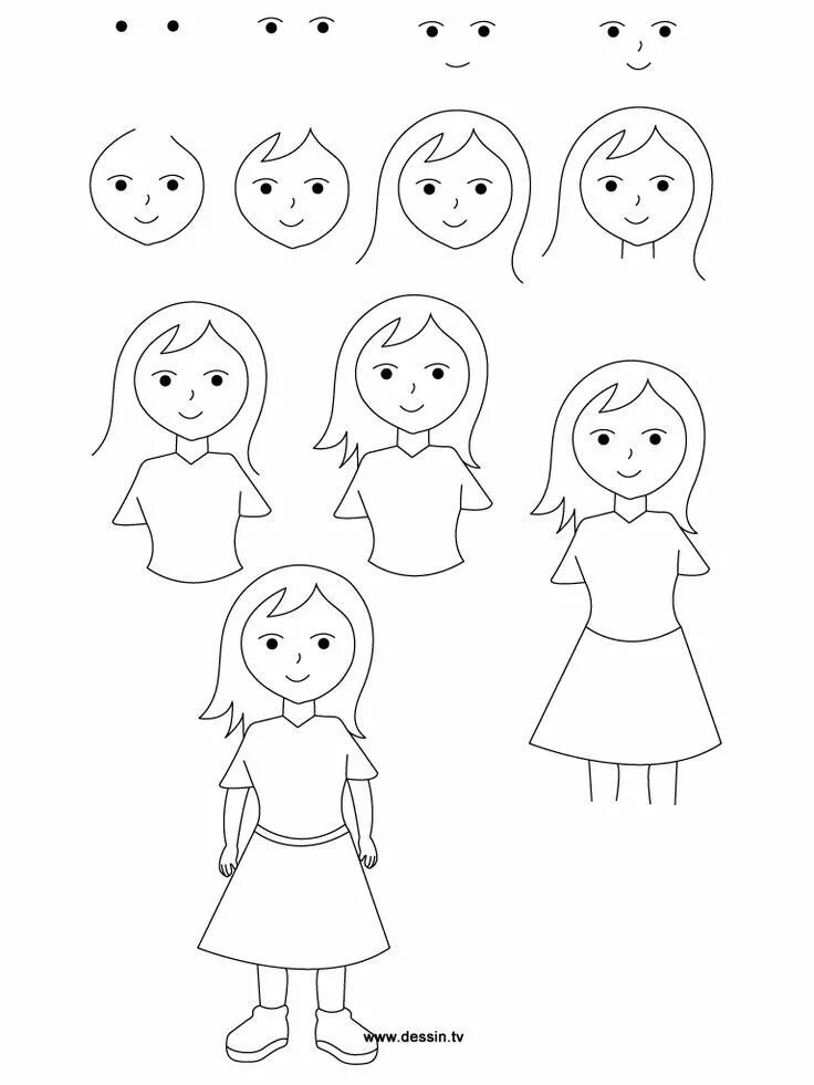 Как рисовать девочку легко