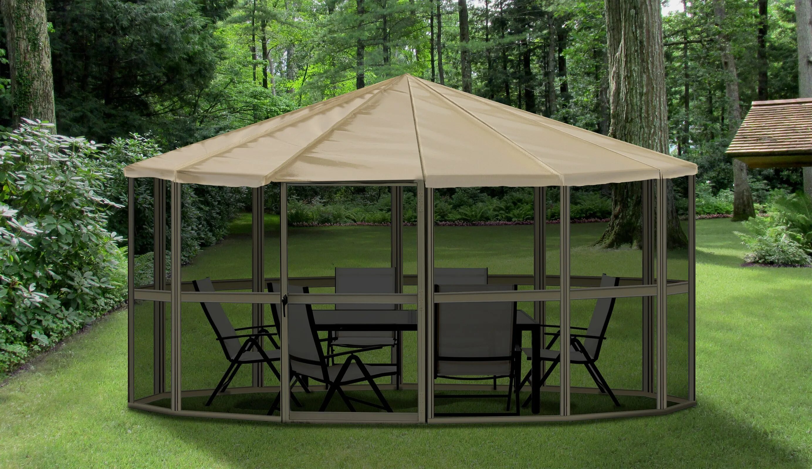 Садовый шатер для дачи Comfort Garden Gazebo SLG 032. Необычные беседки. Беседки оригинальные идеи. Беседка октагон. Беседка 72