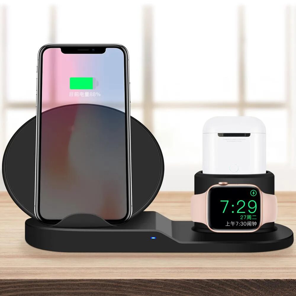 Беспроводная зарядка для телефона iphone. 3 In 1 Wireless Charger. Док станция Эппл беспроводная. Зарядная станция для Apple 3 в 1. Беспроводная зарядка 3 в 1 для Apple.