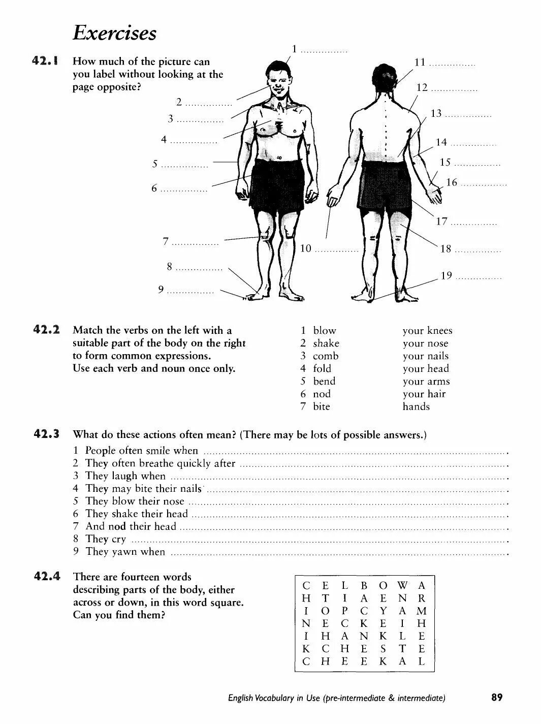 Body Parts pre Intermediate. How much of the picture can you Label without looking at the Page opposite. English Vocabulary in use. Label body Parts. Use the words to label the