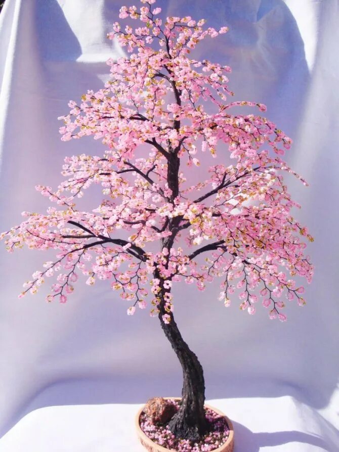 Сборка сакура. Бисерное дерево Сакура. Бисер Сакура Цветущая. Бисерные деревья МК. Сакура ветки бонсай.