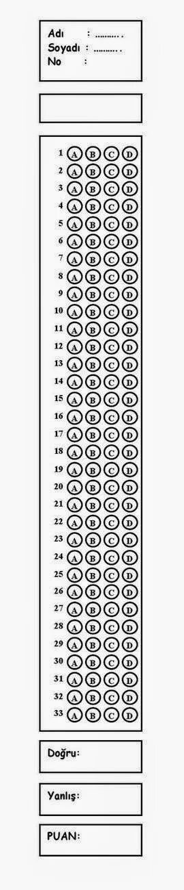 33 Soruluk 5 Şikli Optik form.