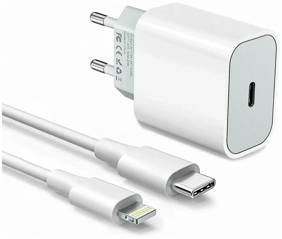 Зарядка iphone 12 Type c. Зарядное устройство Apple USB Type-c 20 w. USB-C 20 W Power Adapter 3 Pin. СЗУ для iphone USB - C 20w+ кабель Type-c to Lighting (White).