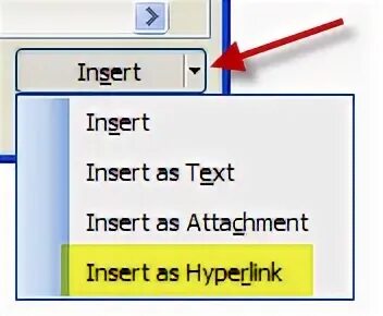 Insert message insert. Outlook hyperlink settings.