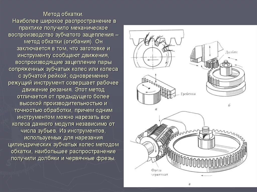 Что такое обкатка. Схемы нарезания зубчатых колес методом обката. Обработка зубчатых колес методом обката. Метод обкатки зубчатых колес. Метод обката зубчатых колес.