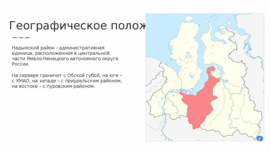 Ненецкий автономный округ какая зона. Географическое положение Ямало-Ненецкого автономного округа. Ямало Ненецкий АО географическое положение. Ямало Ненецкий автономный округ Надымский район. Карта округа ЯНАО.